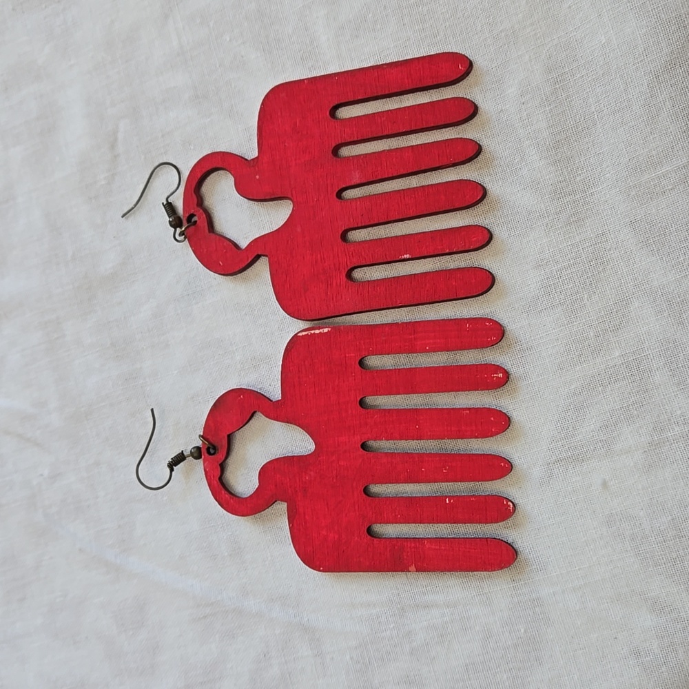 Africa Afro Pick Earrings | Afro Pic Earrings | Hair Pick Earrings | Afro Comb |